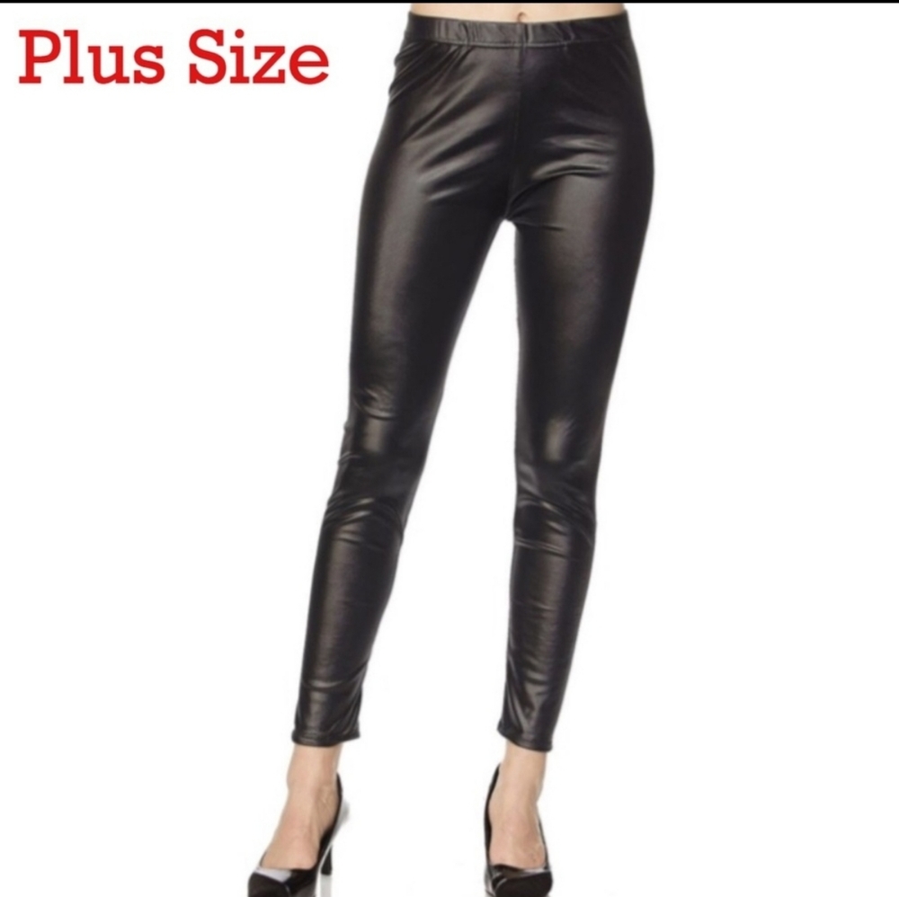 Plus Size Faux Leather Leggings Goth Punk Glam NIP - Picture 2 of 7